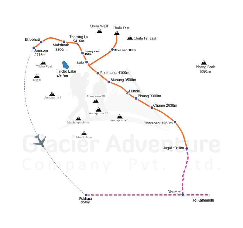 Chulu East Peak Climbing – 24 days Map