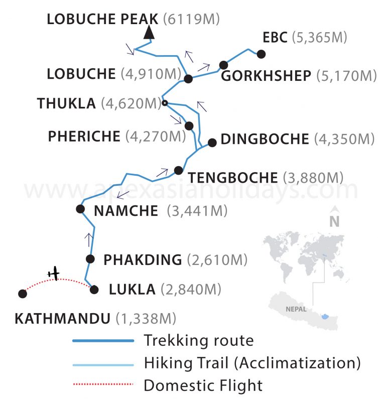 Lobuche Peak Climbing – 21 days Map